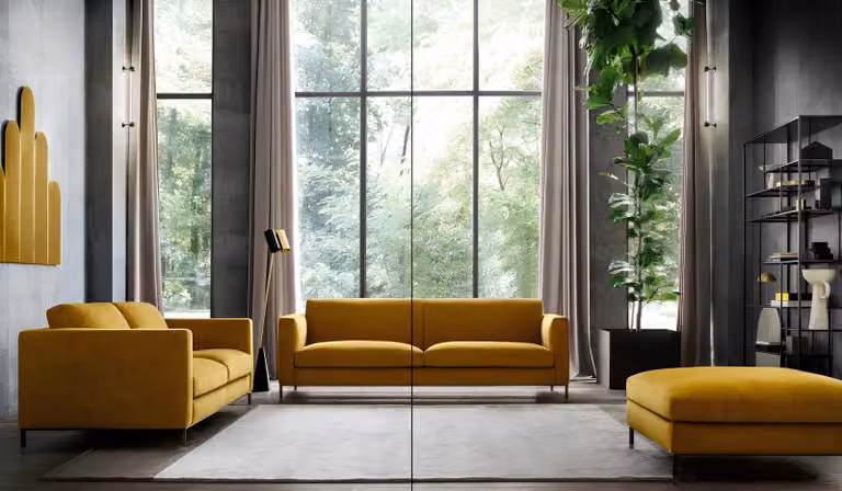 Designer Couch Polster Sitz Garnitur Sofa Garnituren 3+3 Sitzer + Hocker 3tlg.