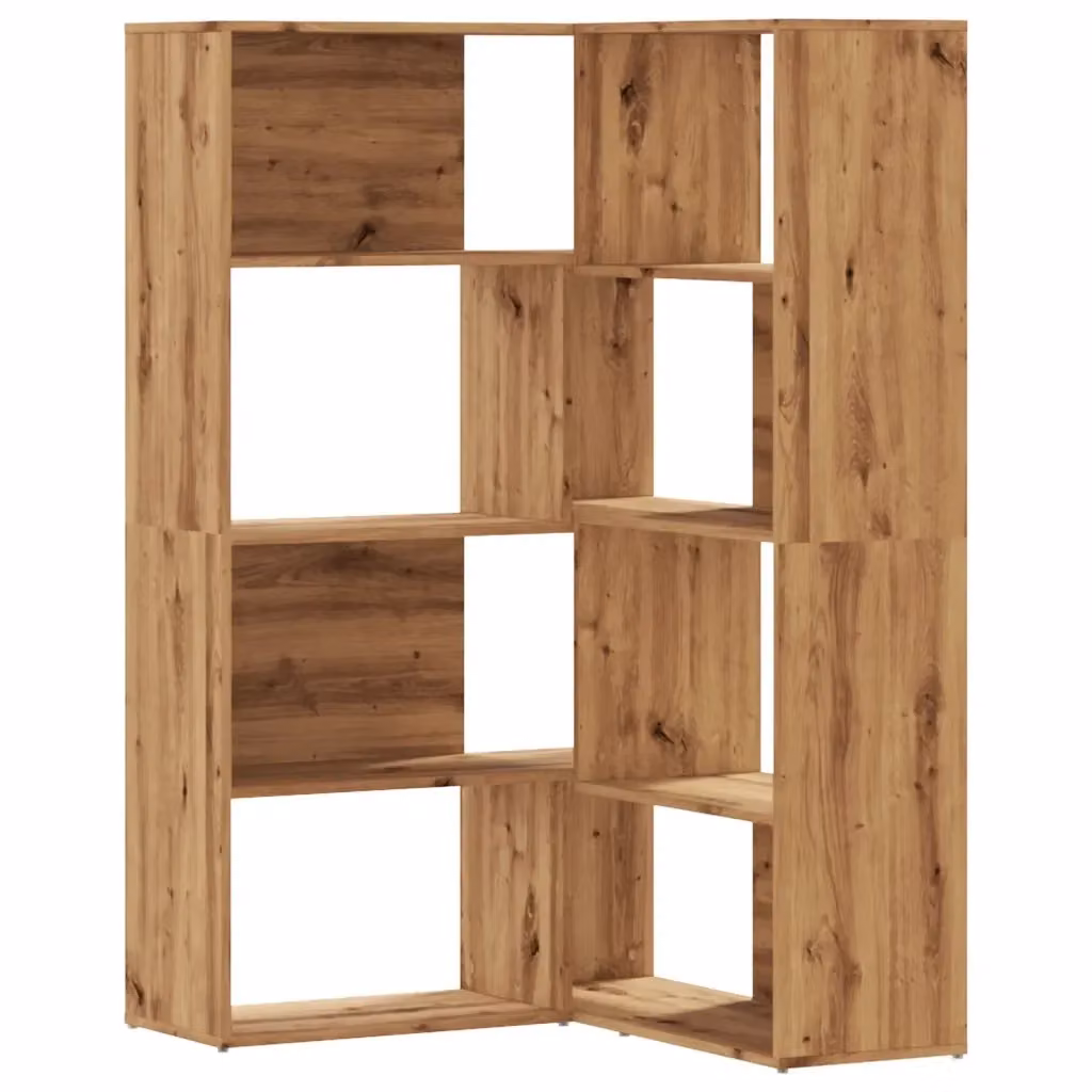 Libreria d'angolo moderna vidaXL in legno marrone con 4 ripiani, da appendere al muro, L 85 cm x P 20 cm x H 140 cm – 2