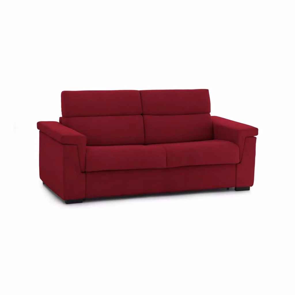 Biscossi Divano Letto 2 Posti Moderno con Copertura Sfoderabile Rosso L: 205 cm, P: 95 cm – 2