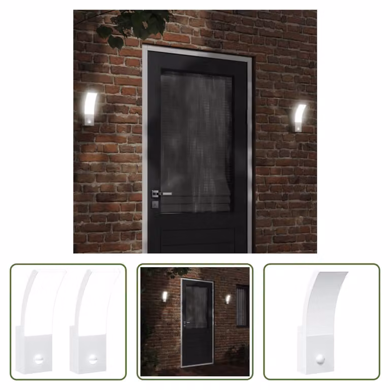 The Living Store Applique da esterno a LED con sensore 2 pz. Alluminio pressofuso bianco