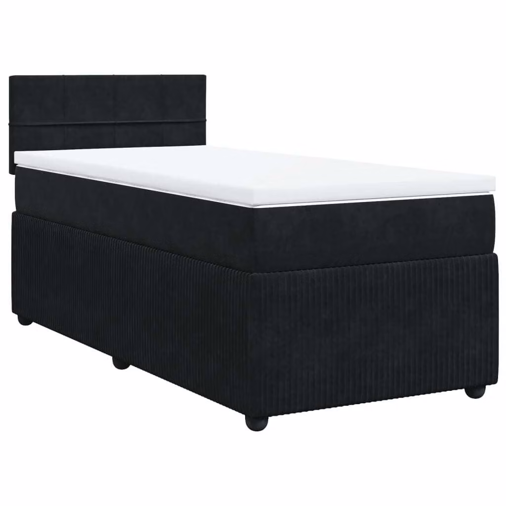 Giroletto a Molle con Materasso Nero 80x200 cm in Velluto