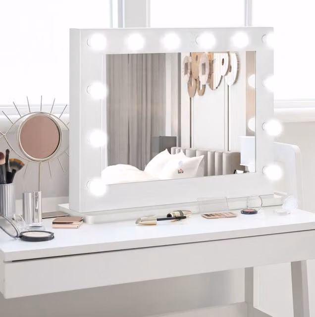 Specchio trucco Hollywood LED 80x60 cm bianco con touch