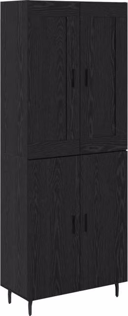Credenza 2 pz | Madia | Buffet da pranzo | Armadio da pranzo Rovere Nero Legno multistrato