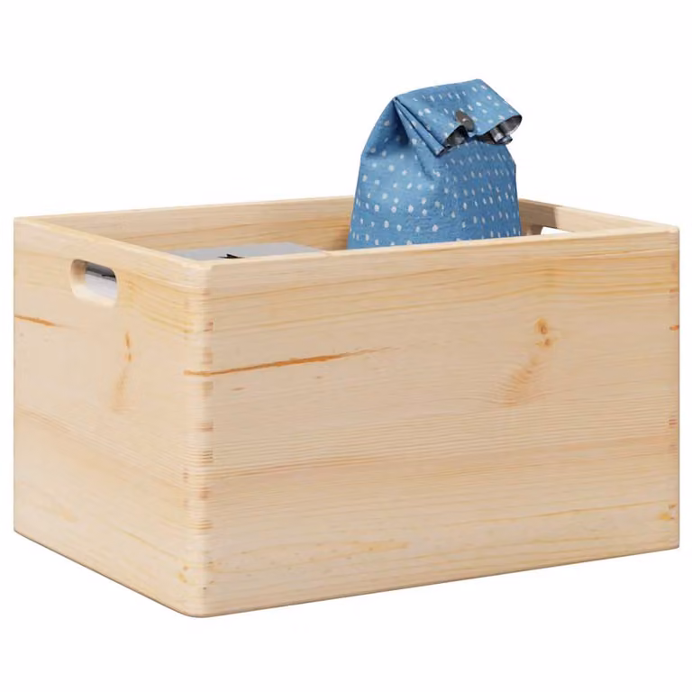 Scatola in legno massello di pino con manici vidaXL, colore marrone o beige, L 40 cm x P 30 cm x H 23 cm