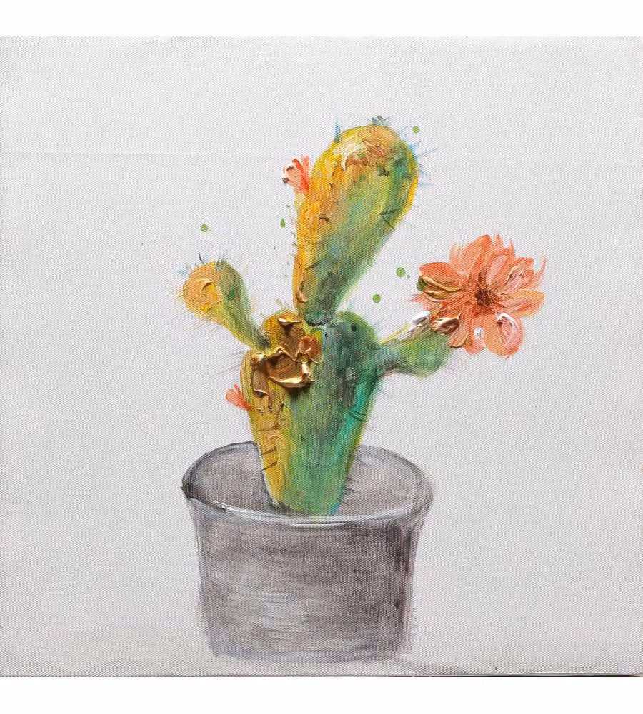 Quadro Dipinto su Tela 'Cactus' 30x30 cm - Stampa Artistica Certificata FSC per Arredo