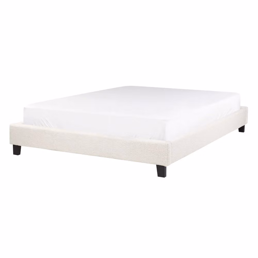 Letto matrimoniale Beliani in tessuto bouclé beige con rete a doghe in legno L/P/H: 140 x 200 cm – 2