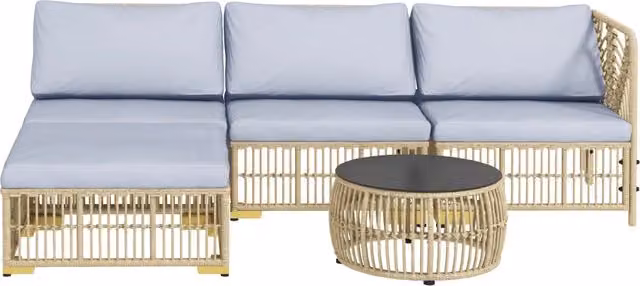 Set da giardino 5 pezzi con cuscini ¨C zephmum ¨C polyrattan grigio chiaro