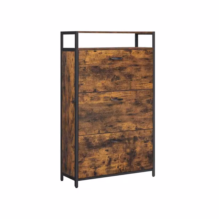 Scarpiera con 3 Scomparti a Ribalta, 80 x 30 x 130 cm