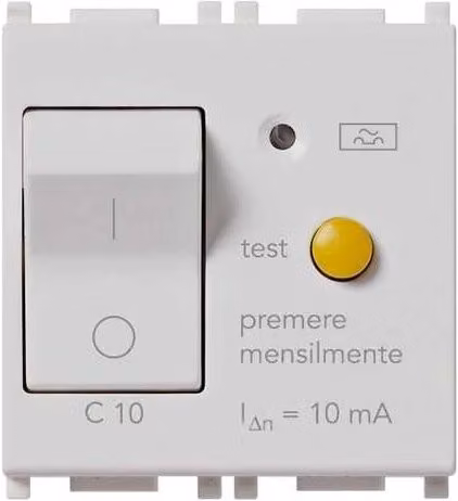 Interruttore Differenziale RCBO Vimar 1P+N C10 10mA Silver e White