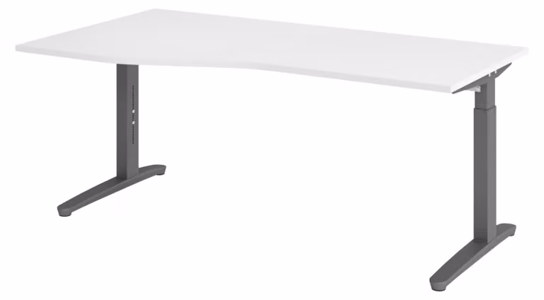 Scrivania bümö serie XB - Decorazione: bianco, struttura: grafite, dimensioni: 180 x 100 cm