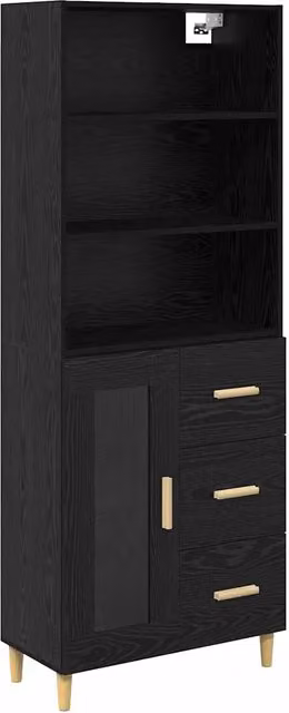 Credenza | Madia | Buffet da pranzo | Armadio da pranzo Rovere Nero 69,5 x 32,5 x 180 cm Legno multistrato