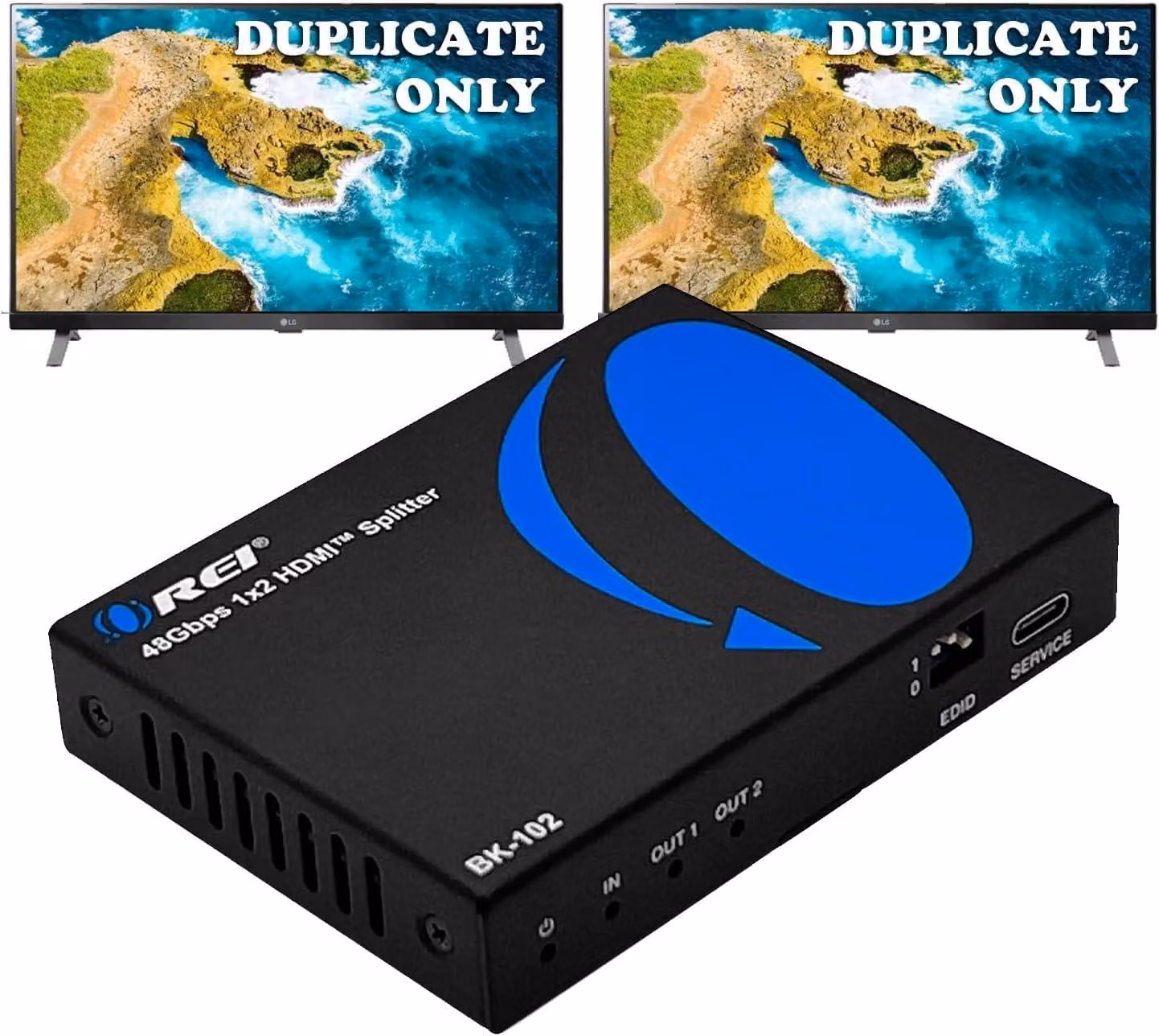 Divisore HDMI OREI, 8K, 1 ingresso / 2 uscite, con mirroring, supporta ogni segnale HDMI UltraHD
