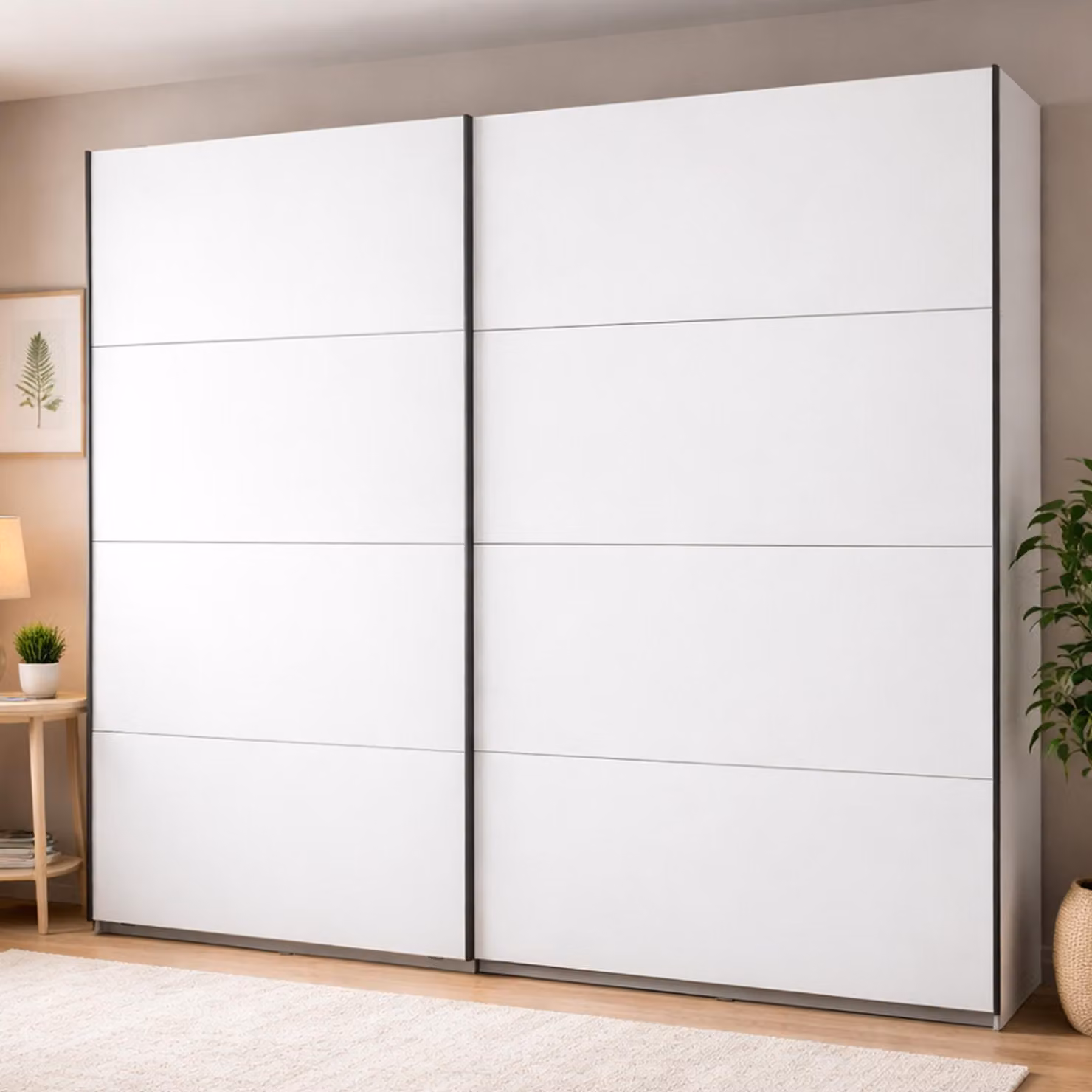 Dmora Guardaroba Grande Salemi 245x218h cm Bianco Opaco, Appendiabiti 2 Ripiani