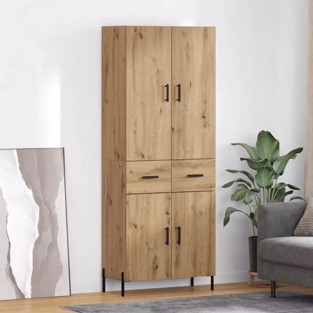 Credenza con Cassetto-Buffet-Armadio da cucina Rovere artigianale 69,5 x 34 x 180 cm 727395