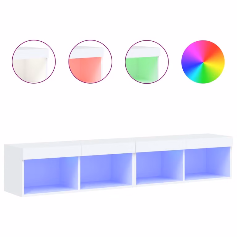 Mobili Porta TV con Luci LED 2 pz Bianchi 80x30x30 cm
