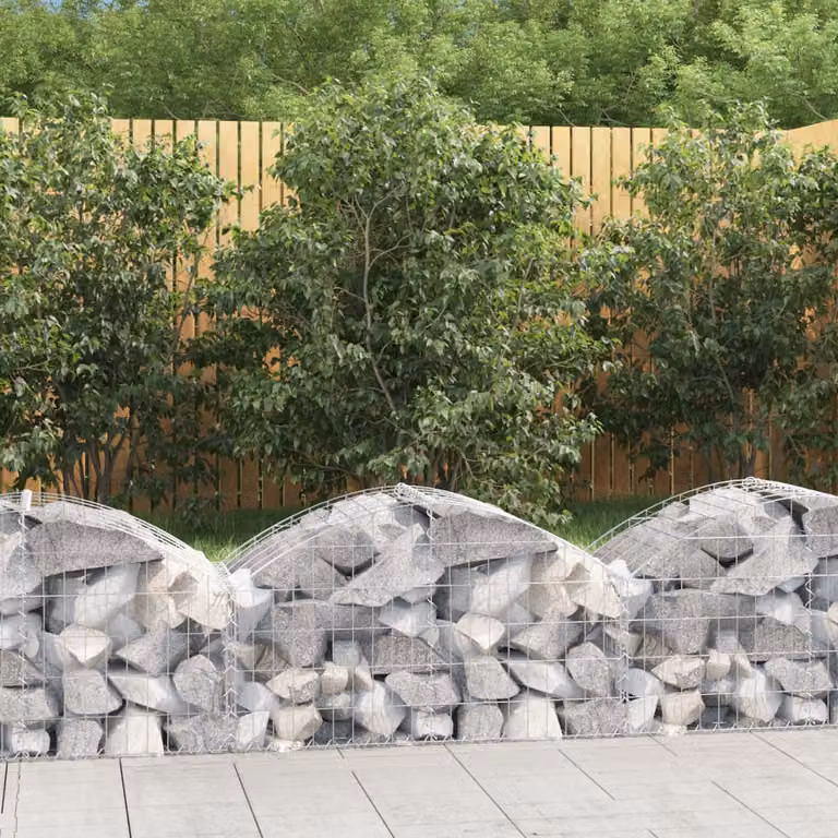 Cesto Gabbione ad Arco vidaXL in Acciaio Zincato Grigio L/P/H: 100 x 50 x 40/60 cm
