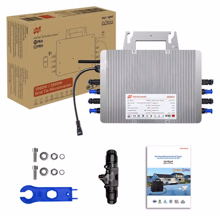 Inverter connesso alla rete, alta efficienza, design impermeabile, colore bianco, 220V AC, 26-60V AC
