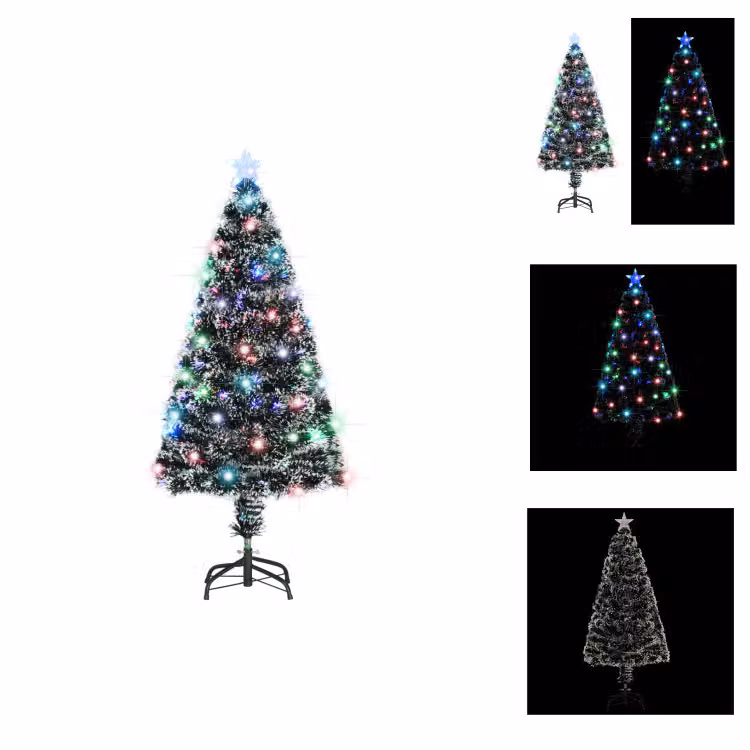 albero di Natale vidaXL con illuminazione e supporto 120 cm in fibra di vetro - Alberi di Natale