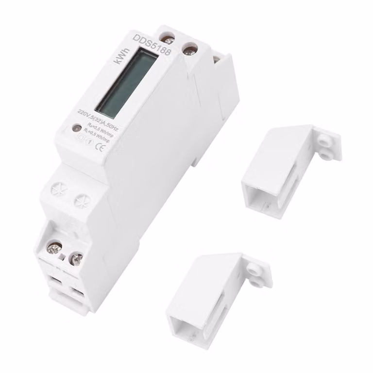 Contatore elettrico digitale LCD, 220 V, monofase, montaggio su guida DIN, 5-32 A, contatore elettronico di kWh