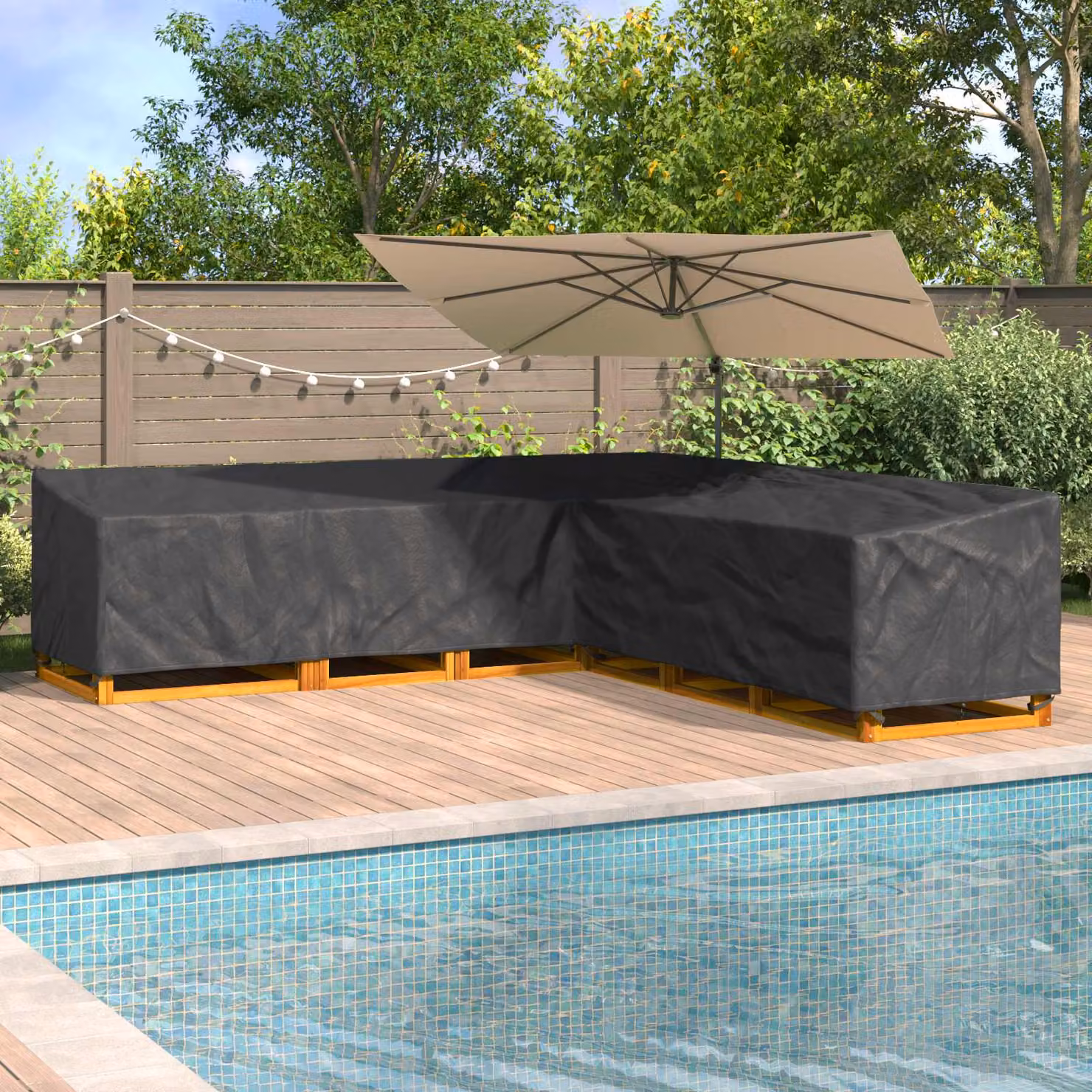 Copertura per mobili vidaXL in tessuto Oxford 210D nero L: 300 cm, P: 300 cm, H: 80 cm
