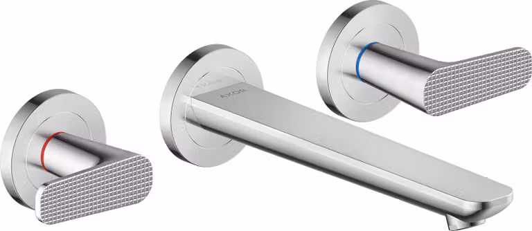 hansgrohe AXOR Citterio C robinetterie de lavabo 3 trous encastrée pour montage mural, bec 195mm, Cubic cut, 49071000, 49071000
