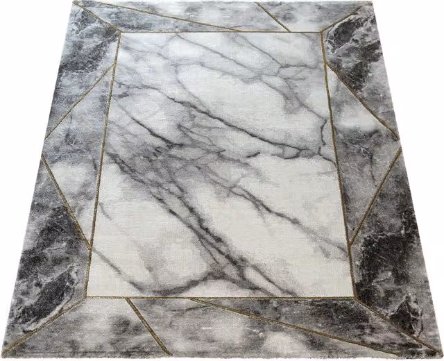 Tappeto Krevor giallo con design geometrico moderno L: 120 cm x P: 170 cm