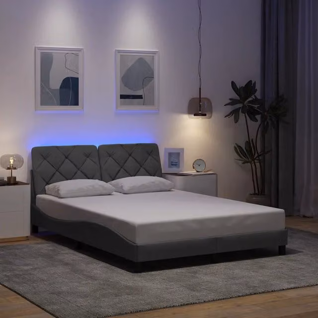 Giroletto con LED senza Materasso-Struttura Letto Grigio Chiaro 120x200 cm