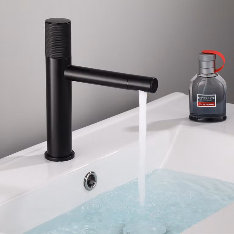Rubinetto per lavabo a bocca girevole nero argento Rubinetto per lavabo a vaschetta da bagno Rubinetto a leva singola a 360 giri per acqua calda e fredda - Tipo D
