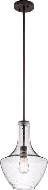 Lampada a sospensione moderna Everly KICHLER in metallo bronzo e vetro trasparente con attacco E27