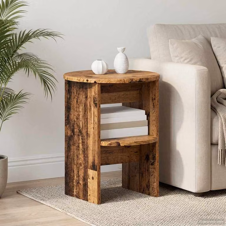 Tavolino laterale moderno vidaXL in legno ingegnerizzato color marrone Ø40 x 50 cm