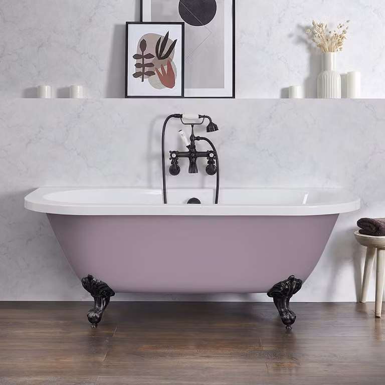 Vasca da Bagno Tradizionale Freestanding a Parete - Giallo (Honey Yellow) - 1685 mm x 780 mm - Piedini Neri - Richmond