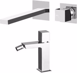 Set di miscelatori a incasso per lavabo e bidet Artis in ottone cromato lucido argento con leva singola