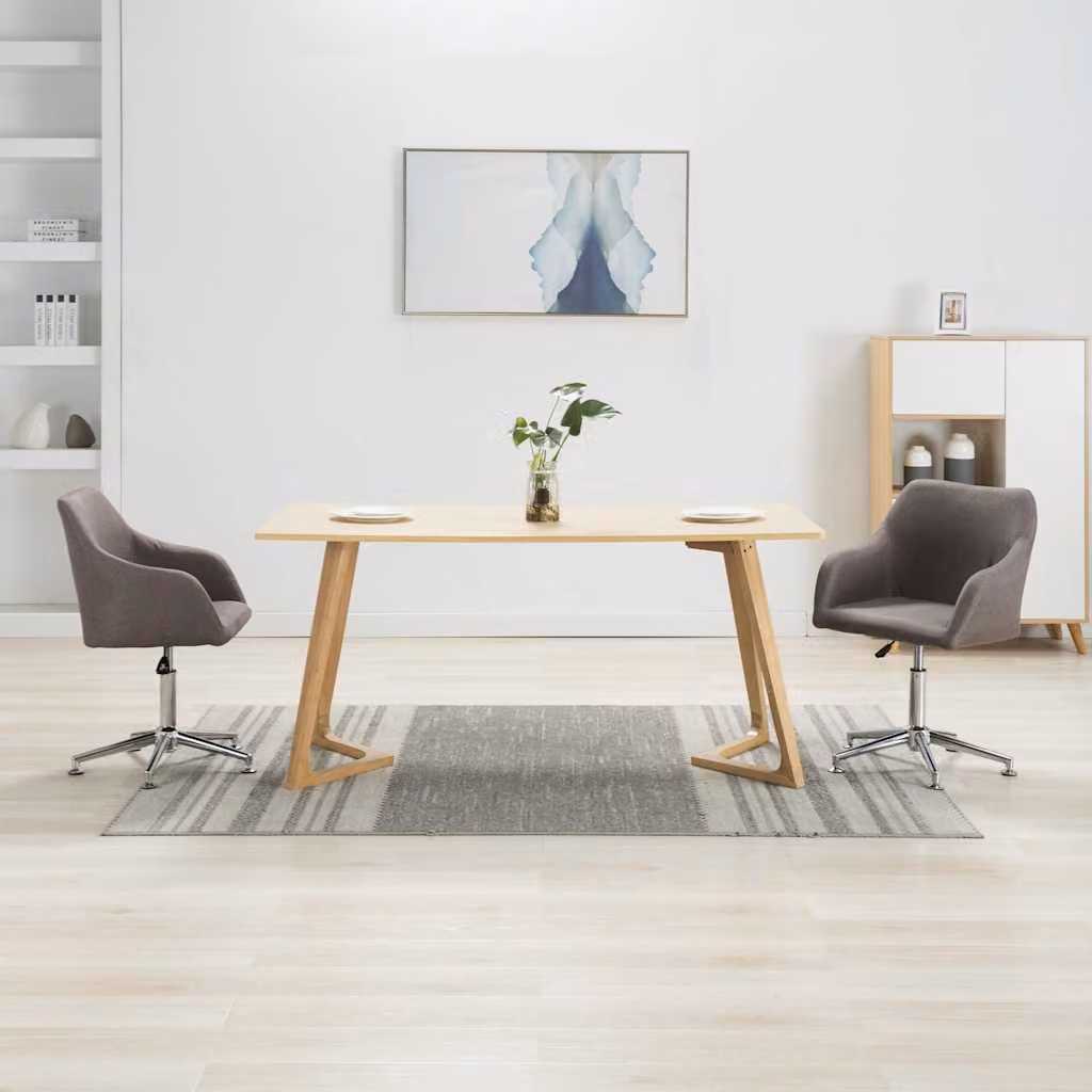 Set di 2 sedie da pranzo girevoli vidaXL in tessuto beige e grigio per soggiorno e sala da pranzo