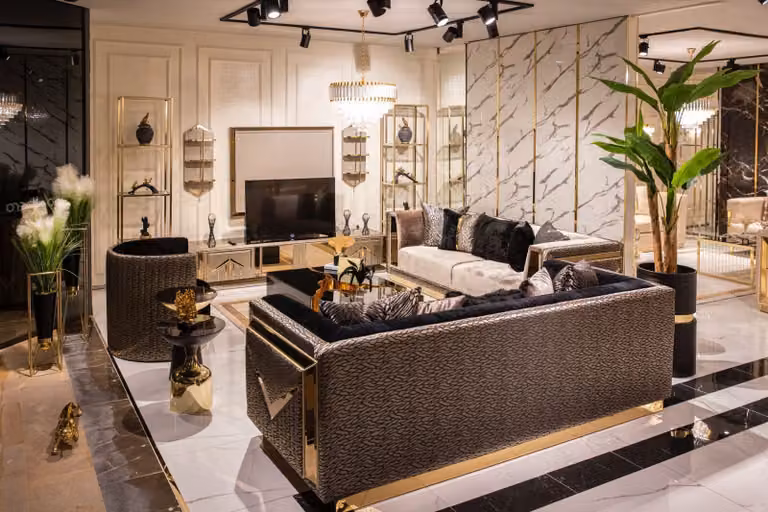 Luxus Sofagarnitur Gold Schwarz Couch Set Polster Möbel Textil 331 Sitzer