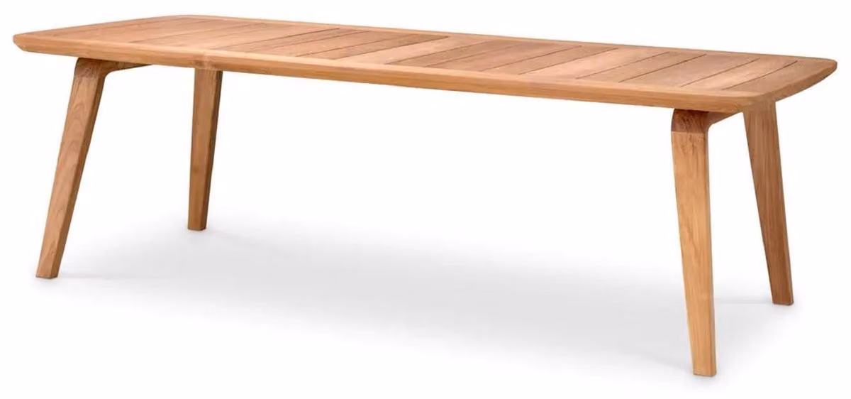 Casa Padrino Luxury Garden Dining Table Natural Colours 245 x 110 x H. 76 cm - Tavolo da giardino rettangolare in teak - Mobili da sala da pranzo - Mobili da giardino - Mobili - Qualità lusso