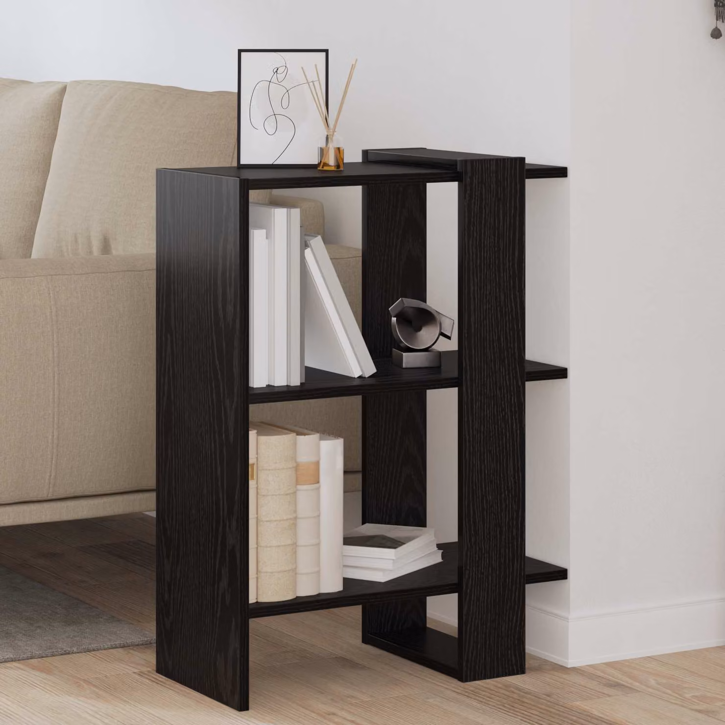 Libreria vidaXL a 2 livelli in MDF nero opaco L 52 cm x P 25 cm x H 71,5 cm