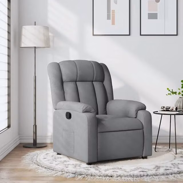 Poltrona reclinabile relax vidaXL in tessuto grigio con braccioli e leva manuale – 1