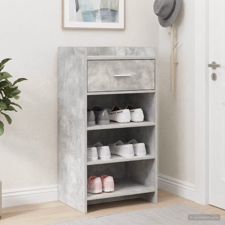 Mobile porta scarpe vidaXL con cassetti e ripiani, Grigio, L 48 x P 36 x H 92 cm