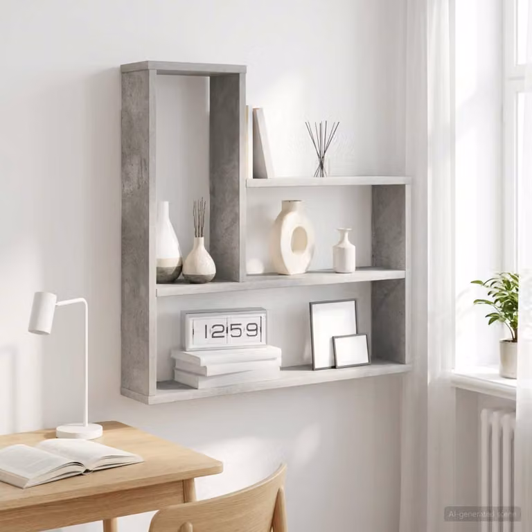 Scaffale da parete vidaXL Grigio, design minimalista, L: 60 cm, P: 11 cm, H: 60 cm