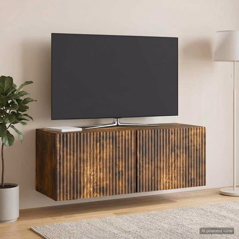 Mobile Porta TV da Muro vidaXL in Rovere Fumo, L 78,5 x P 31 x H 30 cm