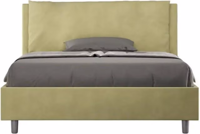 Letto matrimoniale francese senza rete imbottito 140x200 microfibra tè verde Antea Large