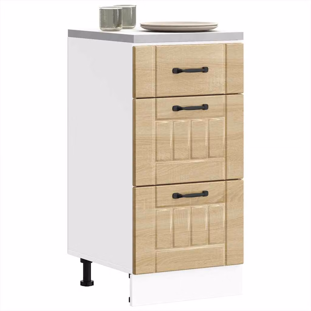 Base da cucina moderna vidaXL Lucca in legno multistrato, colore marrone e bianco, L: 46 cm, P: 40 cm, H: 81,5 cm