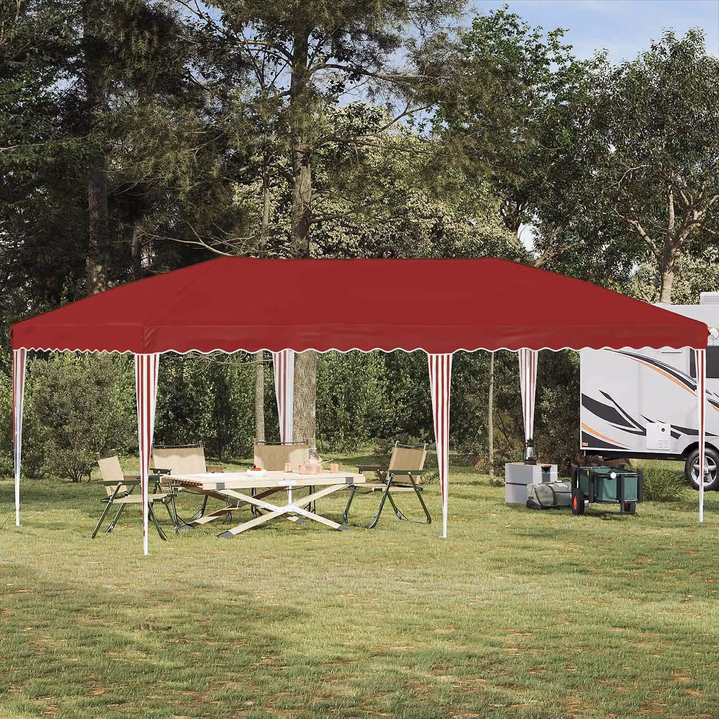 Maison Exclusive - Tenda pop-up per feste, dimensioni 575 x 290 x 245 cm, colore bordeaux