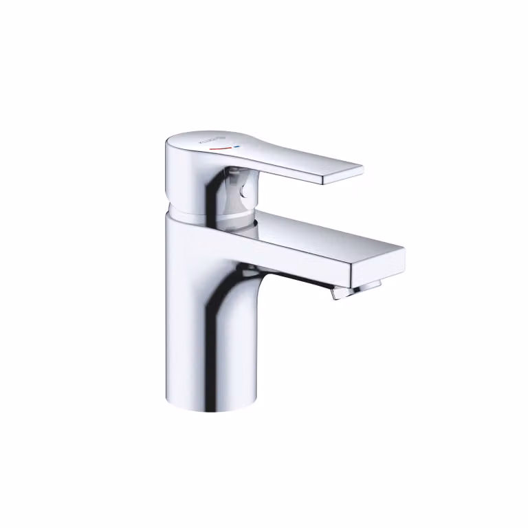 KLUDI ZENTA SL Mitigeur monocommandé pour lavabo, hauteur de bec 75mm, sans garniture d'écoulement, EcoPlus, 483890565WR4, 483890565WR4