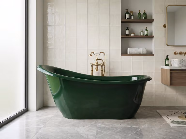 Vasca da bagno freestanding 180 cm verde DUO in composito, sifone in omaggio