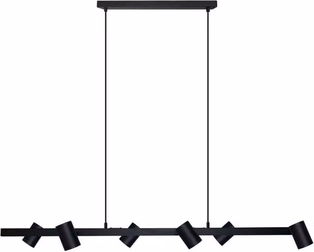 Lampada a sospensione Snow Light Prestige nera, design minimalista in metallo con 6 faretti GU10 regolabili e dimmerabili