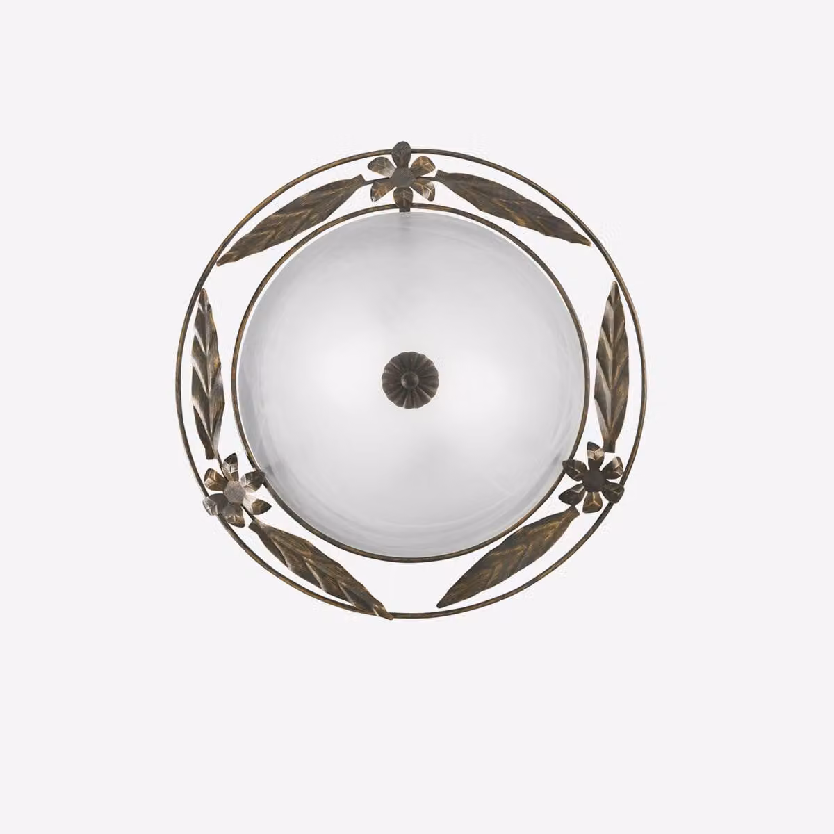 RICCIO: lampada da soffitto in vetro bianco con struttura in metallo, 40 cm.