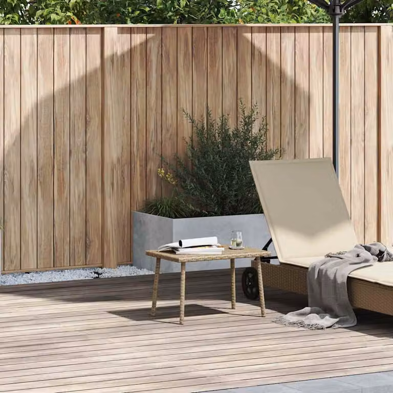 vidaXL Tavolino da Giardino Rettangolare in Polyrattan Beige L: 60 cm, P: 40 cm, H: 37 cm