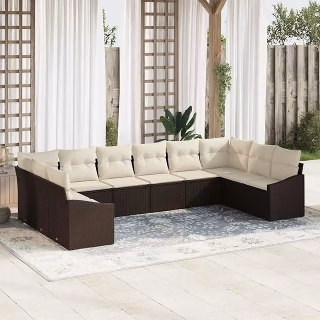 Set di divani 10 pz Marrone polyrattan 3346898