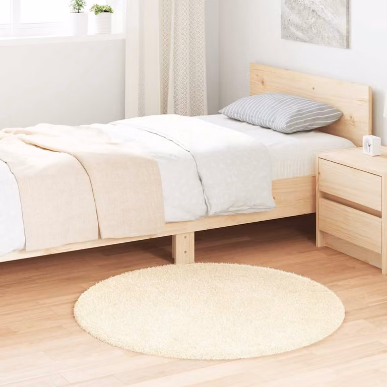 Tappeto Shaggy a Pelo Lungo vidaXL NAVARRA Crema Beige, L/P: 100 x 100 cm, in Poliestere